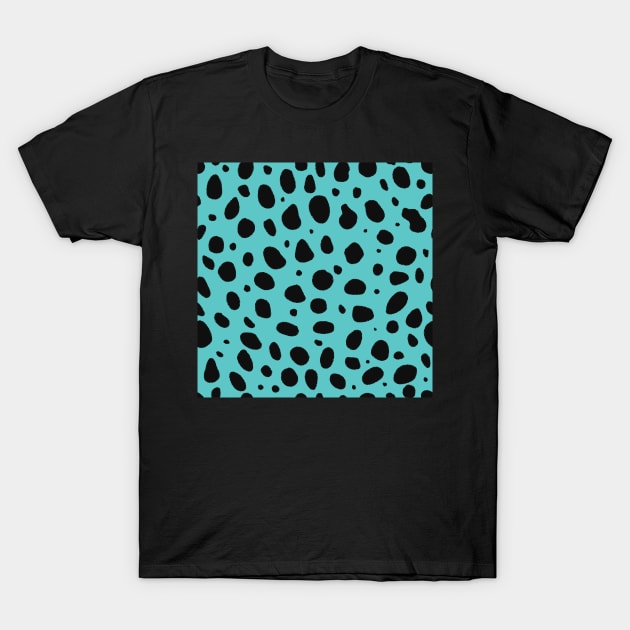 Teal and Black Cheetah Print Animal Print T-Shirt by YourGoods